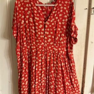 Madewell Red and Cream Floral Dress